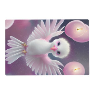 Cute White and Pink Baby Bird Birthday Placemat