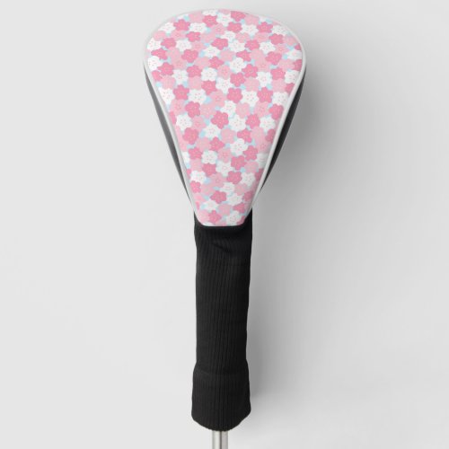 Cute White and Pink Cherry Blossom Pattern Golf Head Cover