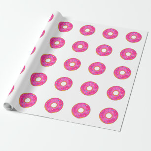Cute White and Pink Donut Pattern Wrapping Paper
