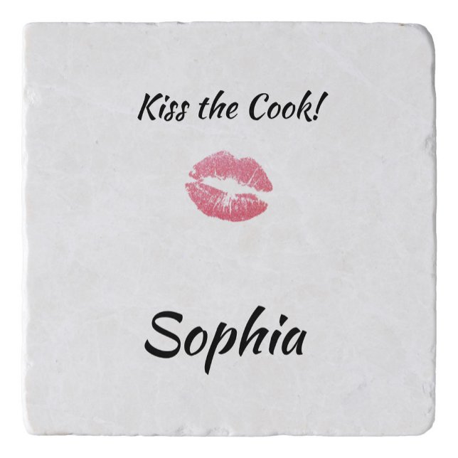Cute White and Pink Lipstick Kiss the Cook Trivet (Creator Uploaded)