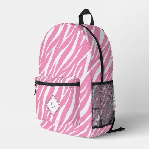   Cute White And Pink Pattern Zebra Print Monogram Printed Backpack