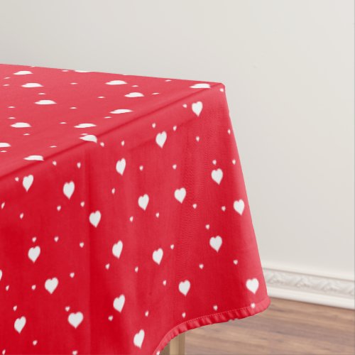 Cute White And Red Hearts Pattern Tablecloth
