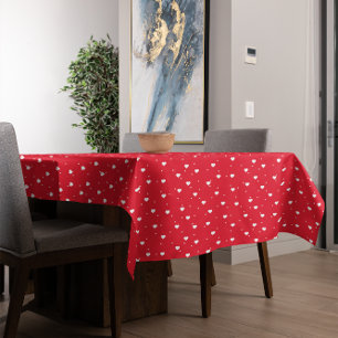 Cute White And Red Hearts Pattern Tablecloth