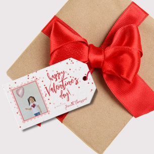 Cute White and Red Hearts Photo Gift Tags