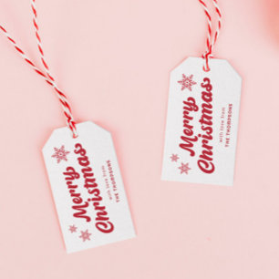 Cute White and Red Merry Christmas Gift Tags