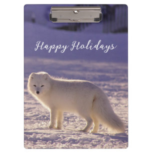 Cute White Arctic Fox Snow Winter Photography Clipboard