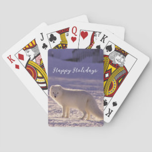 Cute White Arctic Fox Snow Winter Photography Poker Cards