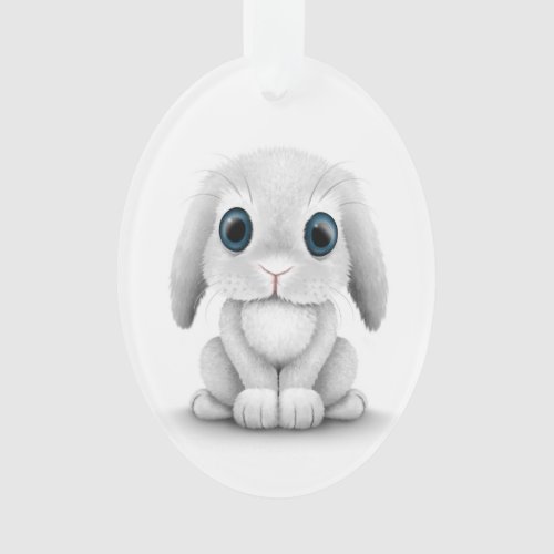 Cute White Baby Bunny Rabbit Ornament