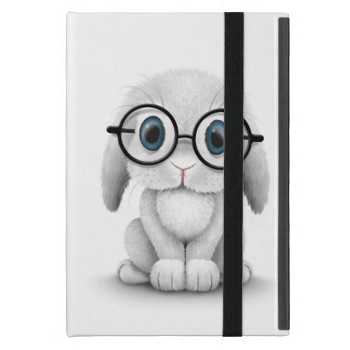 Cute White Baby Bunny Wearing Glasses Case For iPad Mini