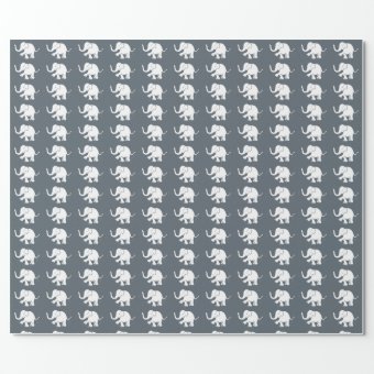 Cute White Baby Elephant On Stone Gray Wrapping Paper 