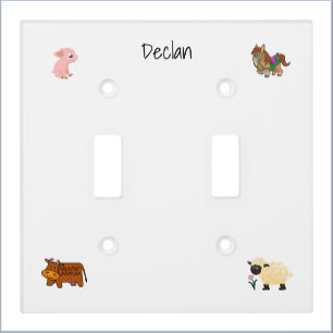Cute White Baby Farm Animals Light Switch Cover