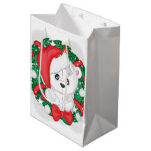 Cute White Bear in Christmas Wreath
