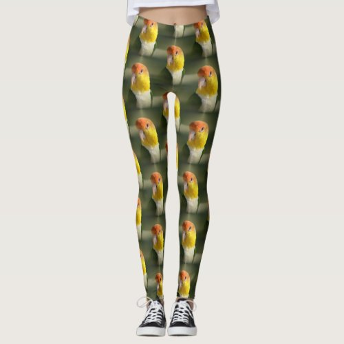 Cute White Bellied Caique Parrot Leggings