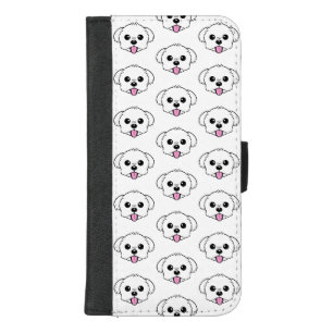 Cute White Bichon Frise Dog Sticking Tongue Out iPhone 8/7 Plus Wallet Case