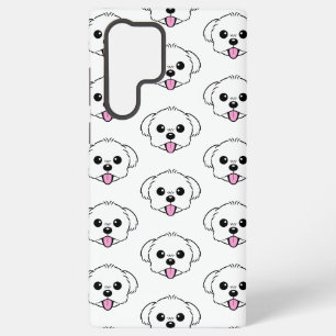 Cute White Bichon Frise Dog Sticking Tongue Out Samsung Galaxy S22 Ultra Case