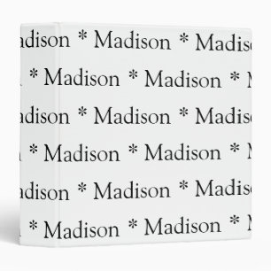 Cute white black custom name text monogram pattern 3 ring binder