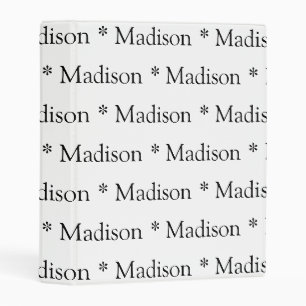 Cute white black custom name text monogram pattern mini binder