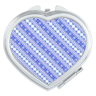 Cute white blue decorative ukrainian stripes compact mirror