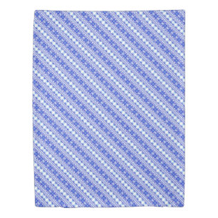 Cute white blue decorative ukrainian stripes duvet cover