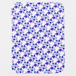 Cute white blue flowers pattern