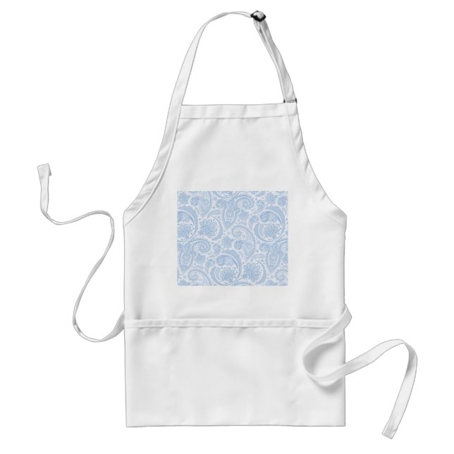 Cute white blue paisley pattern adult apron (Front)