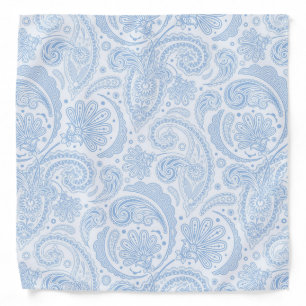 Cute white blue paisley pattern bandana