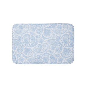 Cute white blue paisley pattern bath mat