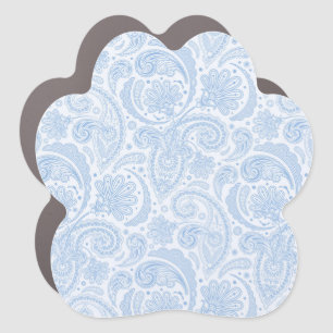Cute white blue paisley pattern car magnet