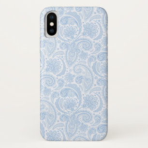 Cute white blue paisley pattern iPhone x case