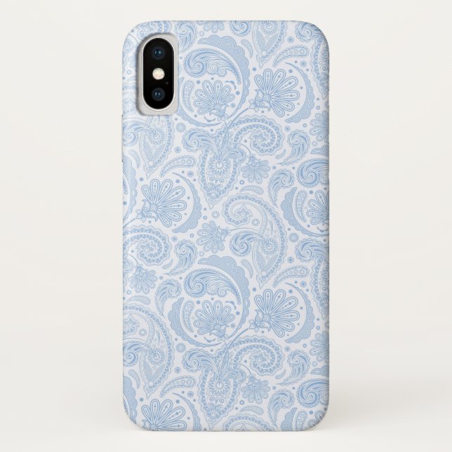 Cute white blue paisley pattern Case-Mate iPhone case (Back)