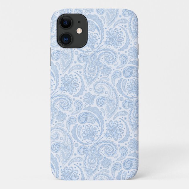 Cute white blue paisley pattern Case-Mate iPhone case (Back)
