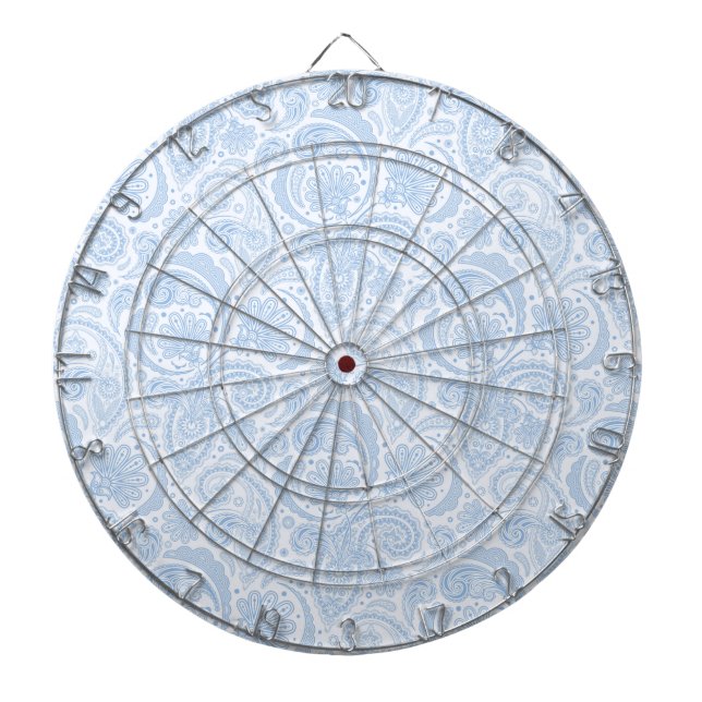 Cute white blue paisley pattern dart board (Front)