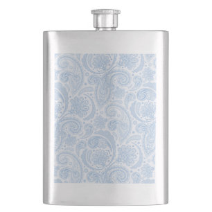 Cute white blue paisley pattern flask