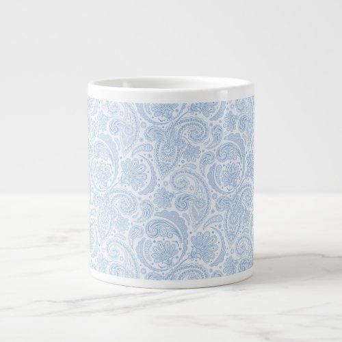 Cute white blue paisley pattern giant coffee mug