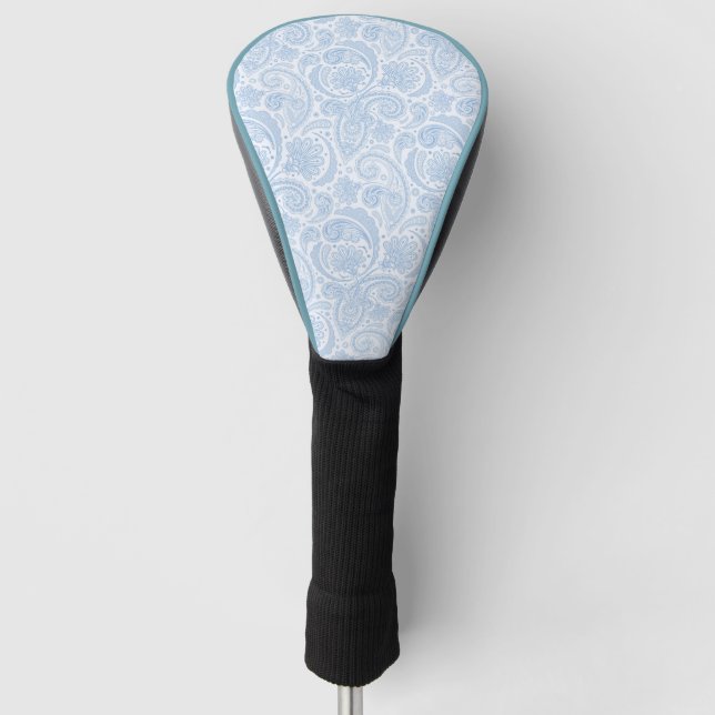 Cute white blue paisley pattern golf head cover (Front)