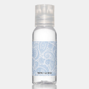 Cute white blue paisley pattern hand sanitizer