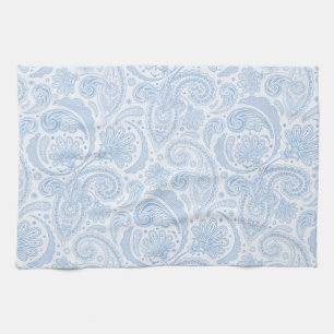 Cute white blue paisley pattern kitchen towel
