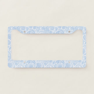 Cute white blue paisley pattern license plate frame