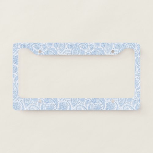 Cute white blue paisley pattern license plate frame