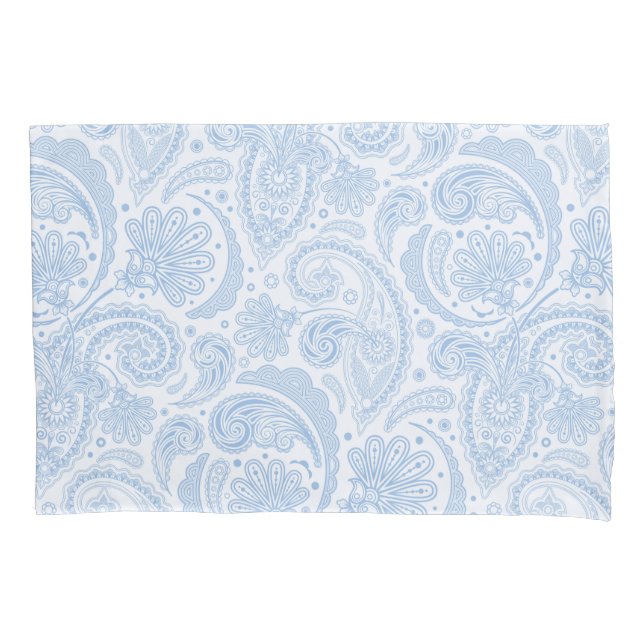 Cute white blue paisley pattern pillow case (Front-Left)