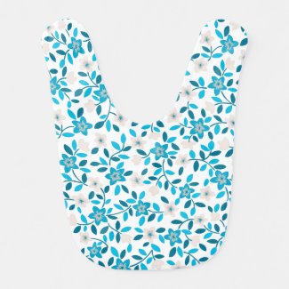 Cute white blue seamless spring flowers patterns