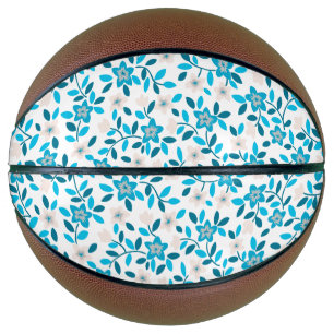 Cute white blue seamless spring flowers patterns basketball