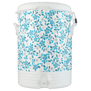 Cute white blue seamless spring flowers patterns beverage cooler