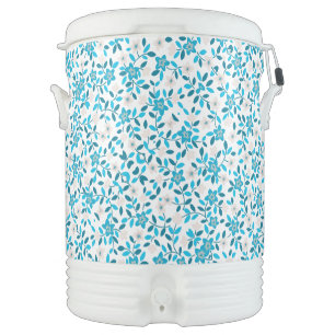 Cute white blue seamless spring flowers patterns beverage cooler