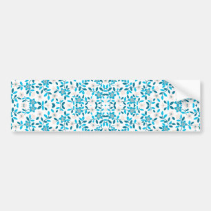Cute white blue seamless spring flowers patterns bumper sticker