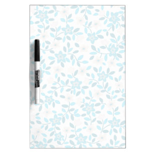 Cute white blue seamless spring flowers patterns dry erase board