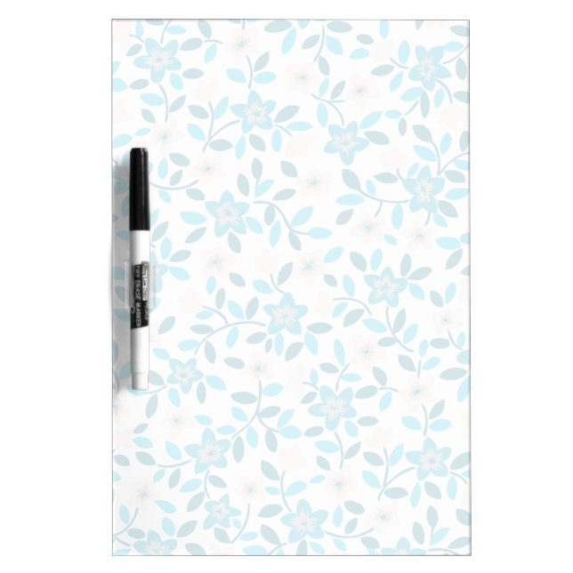 Cute white blue seamless spring flowers patterns dry erase board (Front)