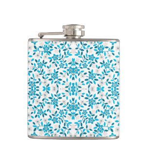 Cute white blue seamless spring flowers patterns flask