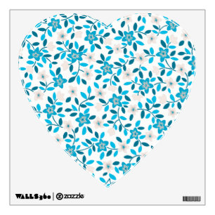 Cute white blue seamless spring flowers patterns wall sticker