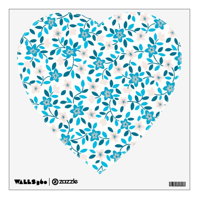 Cute white blue seamless spring flowers patterns wall sticker (Front)